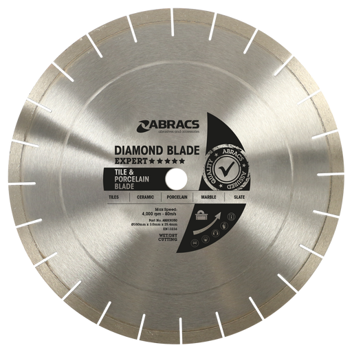 Abracs Diamond Blade Tile Blade, 350mm x 3.0mm x 25.4mm, ABDCR350