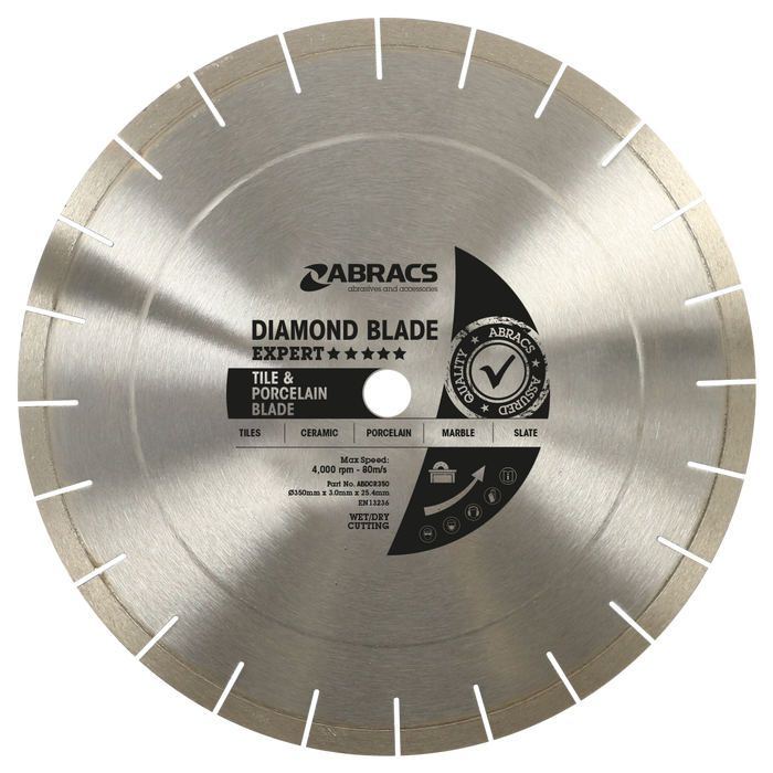 Abracs Diamond Blade Tile Blade, 350mm x 3.0mm x 25.4mm, ABDCR350