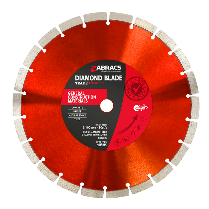 Abracs Diamond Blade GCM - Trade, 300mm x 15mm x 20mm, ABDD3001520M