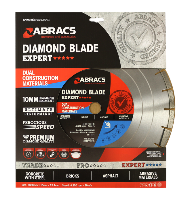 Abracs Diamond Blade DCM - Expert, 350mm x 10mm x 25.4mm, ABDI35025AM