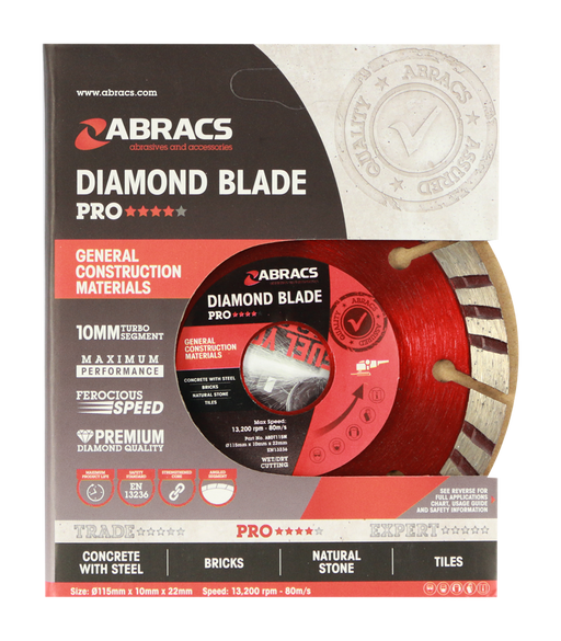 Abracs Diamond Blade GCM - PRO, 115mm x 10mm x 22mm, ABDT115M