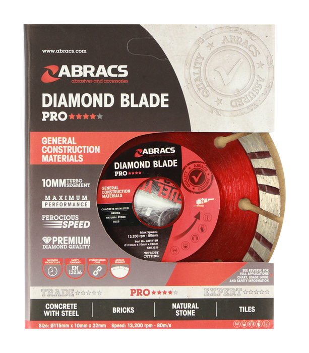 Abracs Diamond Blade GCM - PRO, 115mm x 10mm x 22mm, ABDT115M