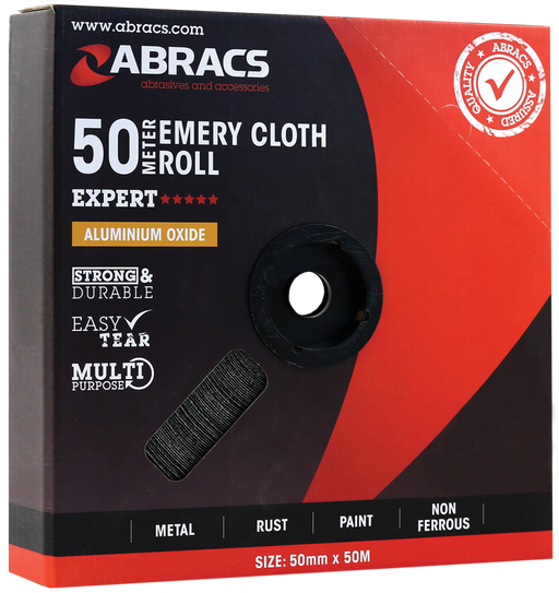 Abracs Emery Roll, 50mm x 50M x 40Grit, ABER5050040