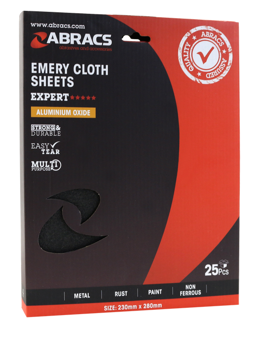 Abracs Emery Sheet, 80 Grit - Pack of 25, ABES080