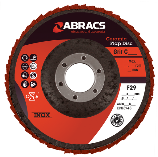 Abracs Ceramic Flap Discs, 115mm x 60g - Pack of 10,ABFC115B060