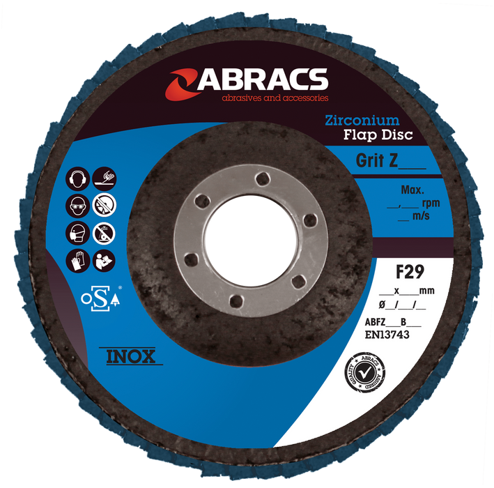 Abracs Flap Discs, 125mm x 120g - Pack of 25, ABFZ125B120