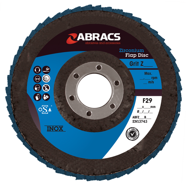 Abracs Flap Discs, 180mm x 60g - Pack of 25, ABFZ180B060