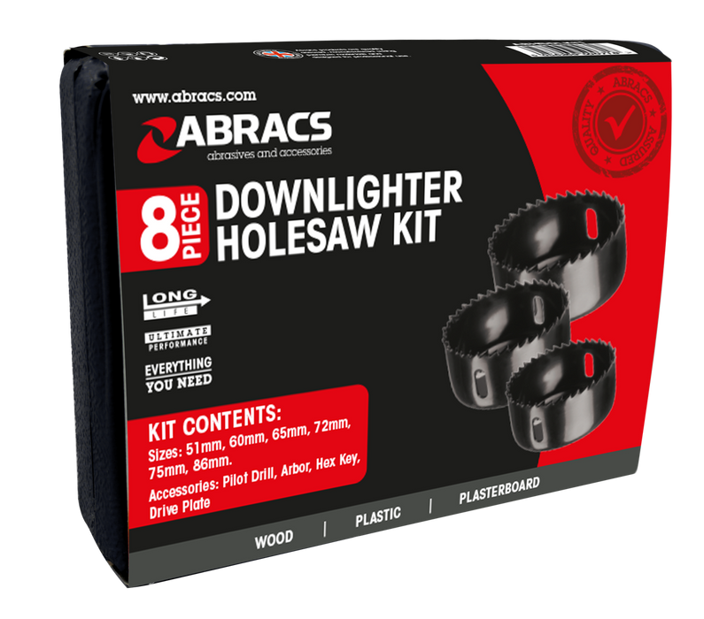 Abracs 8pc Hole Saw Downlighter Set - Pack of 1, ABHSDLKIT