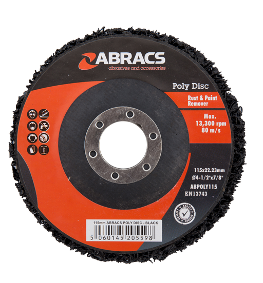 Abracs Poly Disc - Black, 115mm - Pack of 10, ABPOLY115