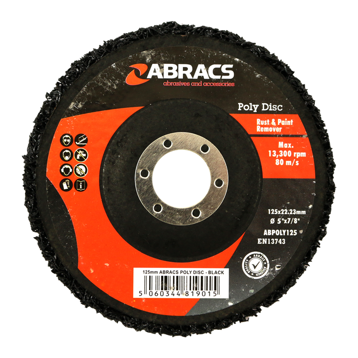 Abracs Poly Disc - Black, 125mm - Pack of 10, ABPOLY125