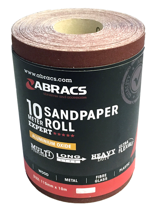 Abracs Sand Paper Roll, 115mm x10M x 180G, ABS11510180