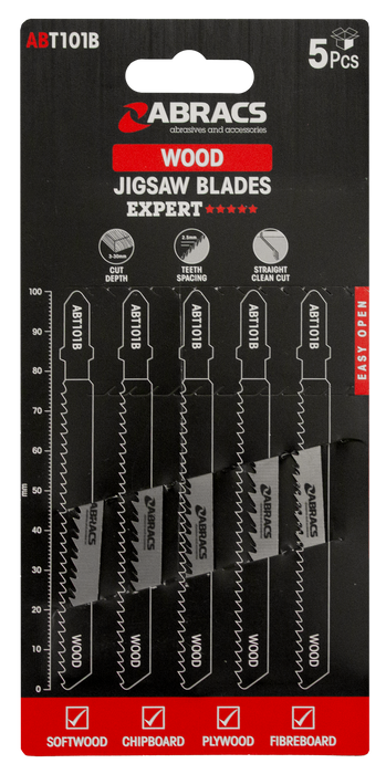 Abracs Jigsaw Blade Wood T101B - 5(Pcs) Pack of 1, ABT101B