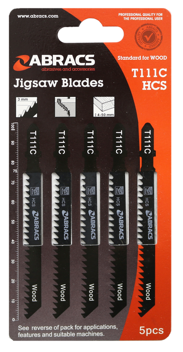 Abracs Jigsaw Blade Wood T111C - 5(Pcs) Pack of 1, ABT111C