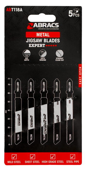 Abracs Jigsaw Blade Metal T118A - 5(Pcs) Pack of 1, ABT118A