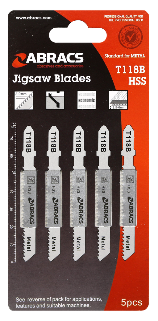 Abracs Jigsaw Blade Metal T118B - 5(Pcs) Pack of 1, ABT118B