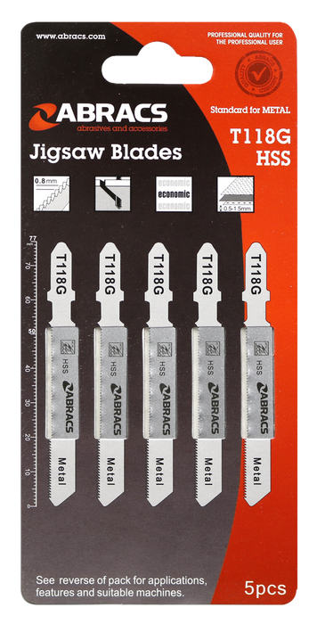 Abracs Jigsaw Blade Metal T118G - 5(Pcs) Pack of 1, ABT118G