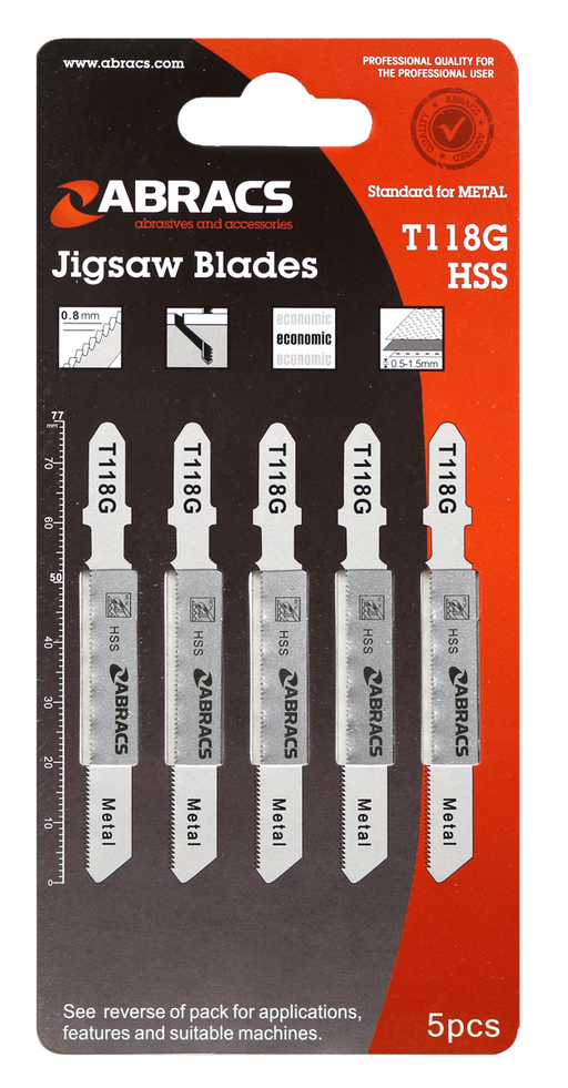 Abracs JigSaw Blade Metal T118G - 5(Pcs) Pack of 1, ABT118G