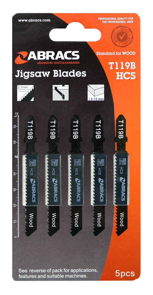 Abracs JigSaw Blade Wood T119B - 5(Pcs) Pack of 1, ABT119B