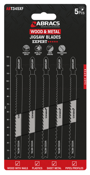 Abracs JigSaw Blade Metal/Wood T345XF - 5(Pcs) Pack of 1, ABT345XF