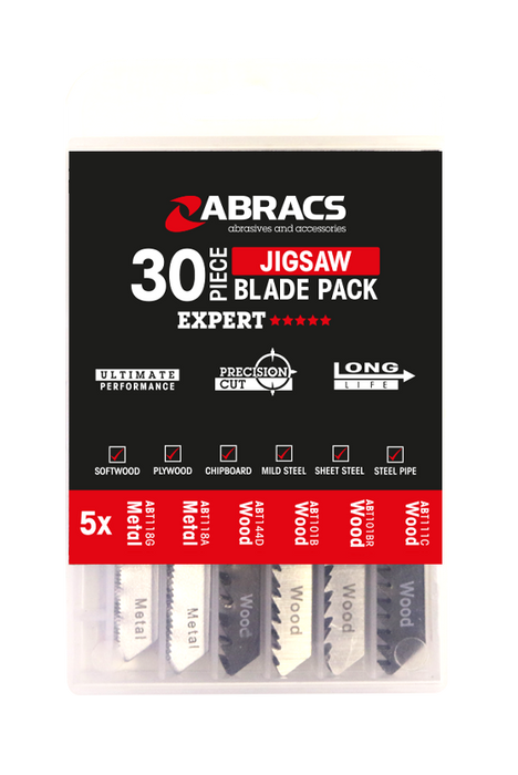 Abracs 30pc Jigsaw Blade Mixed Pack of 1, ABTMIX30