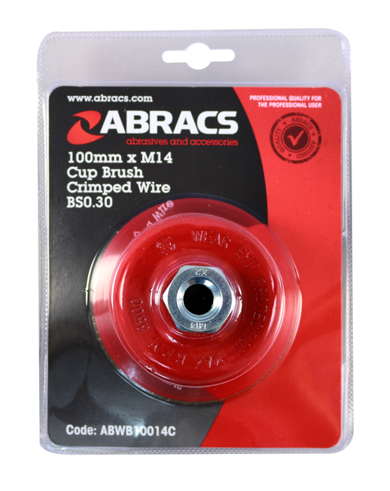 Abracs Crimp Wire Brush, 100mm x M14, ABWB10014C