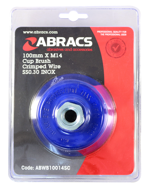 Abracs Crimp Wire Brush S/S, 100mm x M14, ABWB10014SC