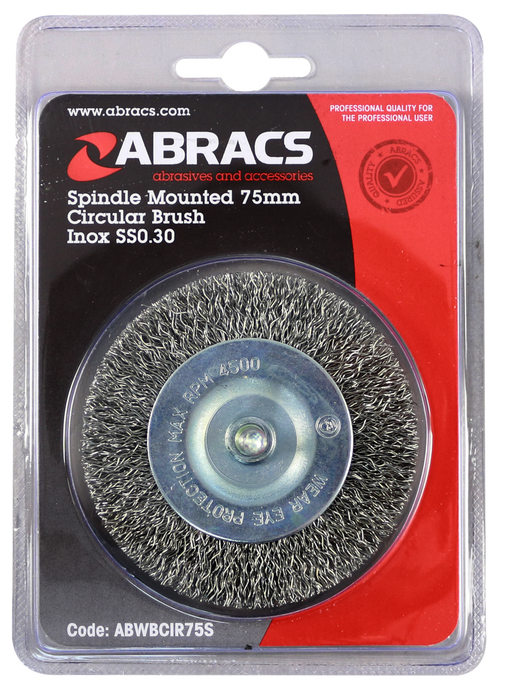 Abracs Spindle Mounted Circular Brush S/S, 75mm, ABWBCIR75S