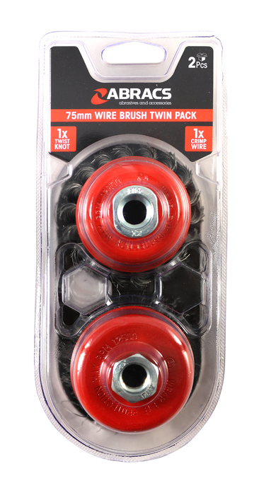 Abracs Cup Brush Twin Pack, 75mm, ABWBCUPTWIN