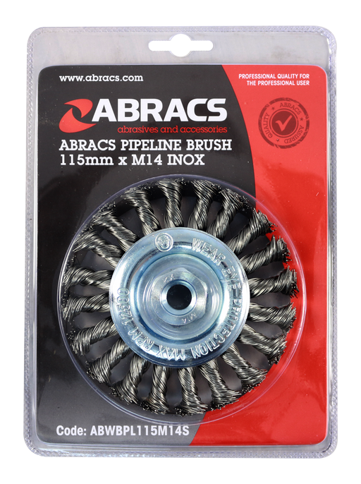 Abracs Pipeline Brush, 115mm x M14 Inox, ABWBPL115M14S