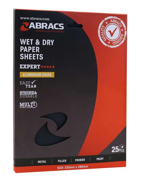 Abracs Wet & Dry Paper, 120 Grit - Pack of 25, ABWD0120