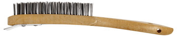 Abracs 4 Row Wooden Handled Brush With Scraper - Box Qty 12, Pack of 4, ABWHBSCR