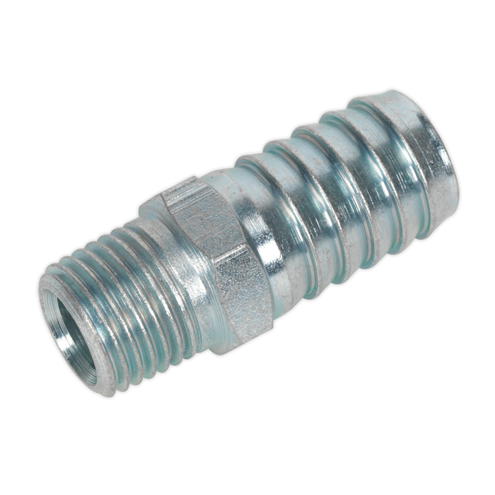 Sealey AC40 Screwed Tailpiece Male 1/4"BSPT - 1/2" Hose Pack of 5