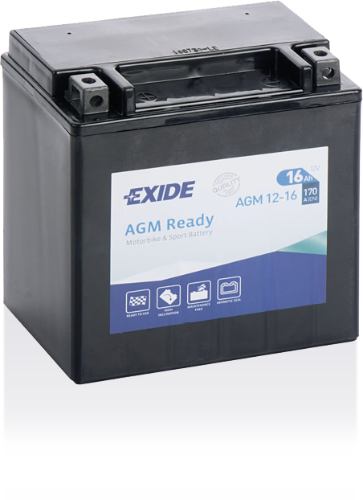 Exide AGM12-16 AGM Ready Motorcycle Battery (4920) -12V 16Ah, 1 Year Warranty