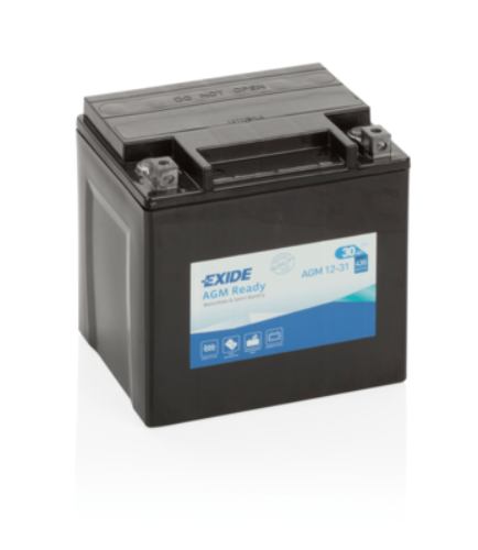 Exide AGM12-31 AGM Ready Motorcycle Battery (4990) -12V 30Ah, 1 Year Warranty