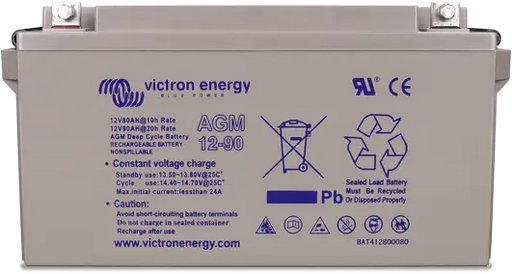 Victron Energy AGM Deep Cycle Battery 12V, 90Ah - BAT412800084, 2 Years Warranty