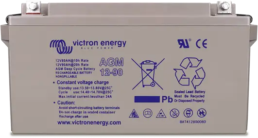 Victron Energy AGM Deep Cycle Battery 12V, 90Ah - BAT412800084, 2 Years Warranty