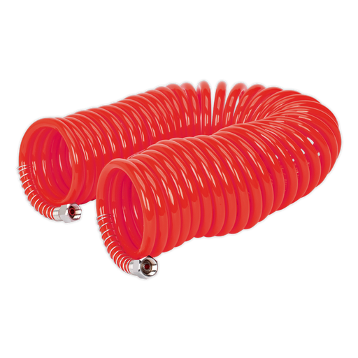 Sealey AH10C/6 PU Coiled Air Hose 10m x Ø6mm with 1/4"BSP Unions