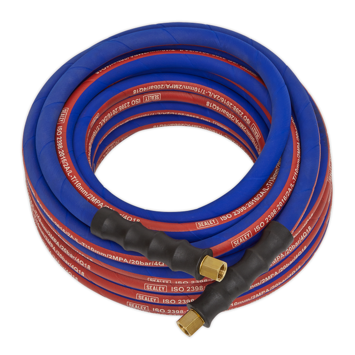 Air Hose 10m x Ø8mm with 1/4"BSP Unions Extra-Heavy-Duty, AH10R, Sealey
