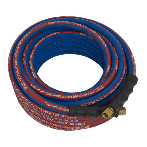 Air Hose 15m x Ø10mm with 1/4"BSP Unions Extra-Heavy-Duty, AH15R/38, Sealey
