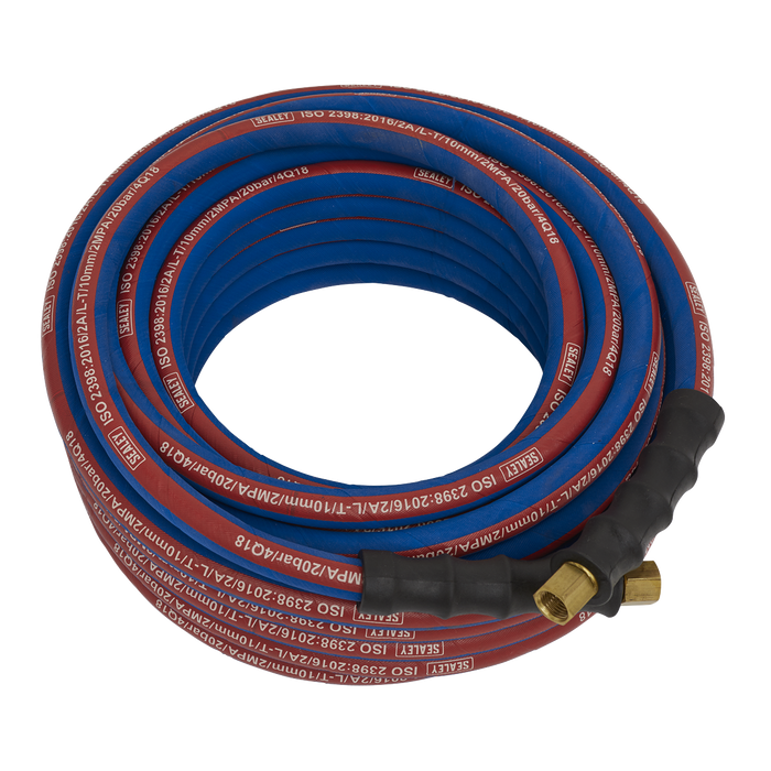 Air Hose 15m x Ø10mm with 1/4"BSP Unions Extra-Heavy-Duty, AH15R/38, Sealey