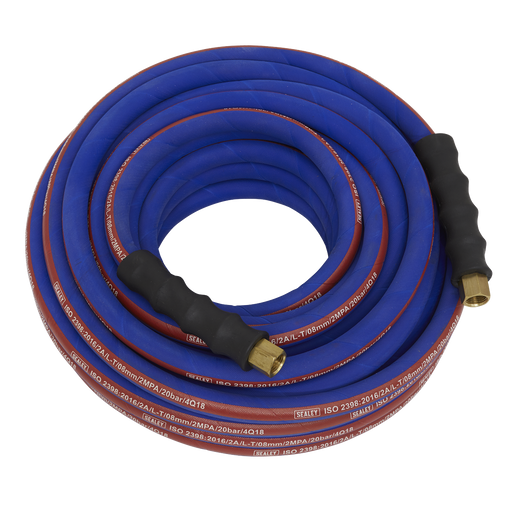 Air Hose 15m x Ø8mm with 1/4"BSP Unions Extra-Heavy-Duty, AH15R, Sealey