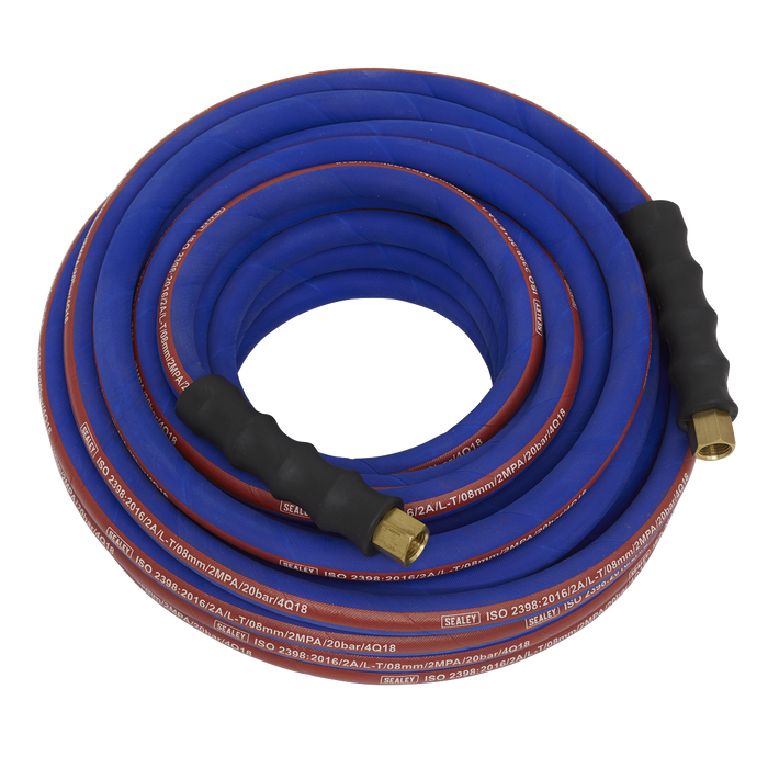 Air Hose 15m x Ø8mm with 1/4"BSP Unions Extra-Heavy-Duty, AH15R, Sealey