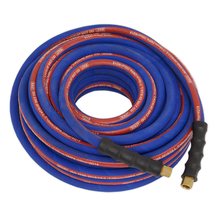 Air Hose 20m x Ø10mm with 1/4"BSP Unions Extra-Heavy-Duty, AH20R/38, Sealey