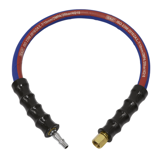 Air Leader Hose, 600mm x Ø10mm with Tailpiece & 1/4"BSP Union, AH2R/38, Sealey