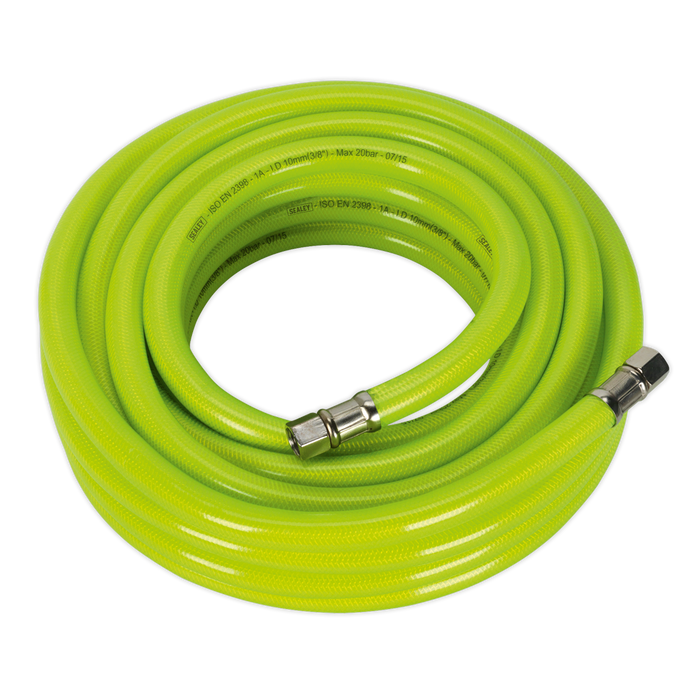 Air Hose High-Visibility 10m x Ø10mm with 1/4"BSP Unions, AHFC1038, Sealey