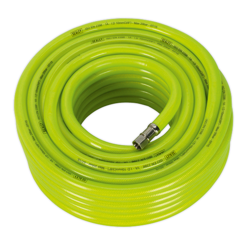 Air Hose High-Visibility 20m x Ø10mm with 1/4"BSP Unions, AHFC2038, Sealey