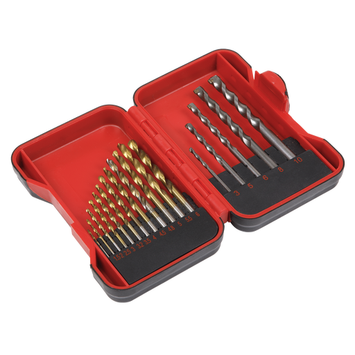 Sealey AK3717TCM HSS/Masonry Drill Bit Set 17pc