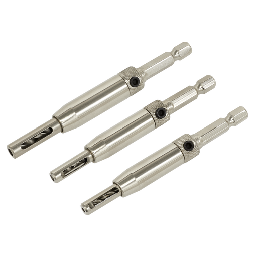 Sealey AK3HD Self-Centring Chamfered Hinge Drill Set 3pc