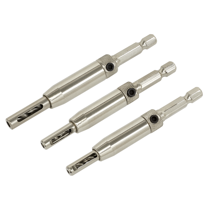 Sealey AK3HD Self-Centring Chamfered Hinge Drill Set 3pc