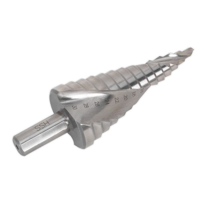 Sealey AK4748 HSS 4341 Step Drill Bit 4-30mm Spiral Flute